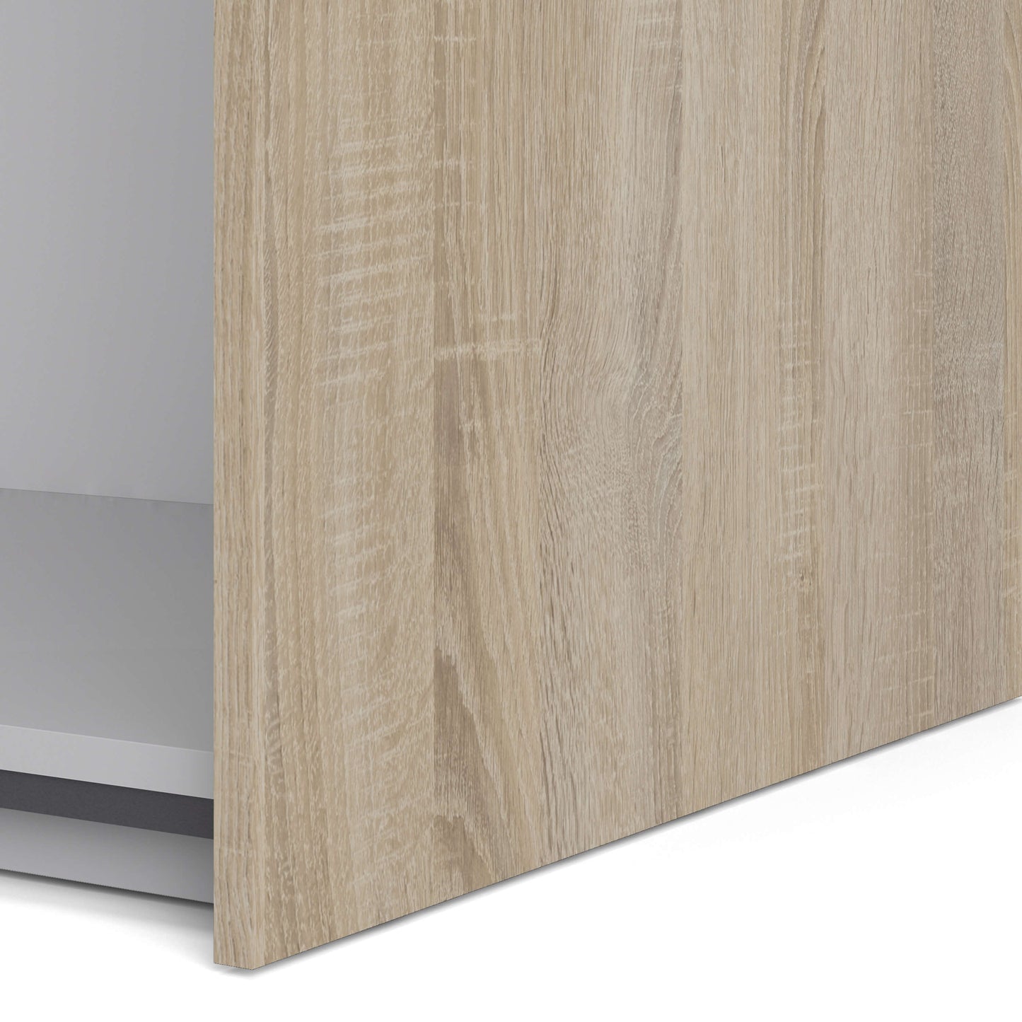 Verona Sliding Wardrobe 180cm in Oak with Oak and Mirror Doors with 5 Shelves ModelBedroom