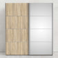 Verona Sliding Wardrobe 180cm in Oak with Oak and Mirror Doors with 5 Shelves ModelBedroom