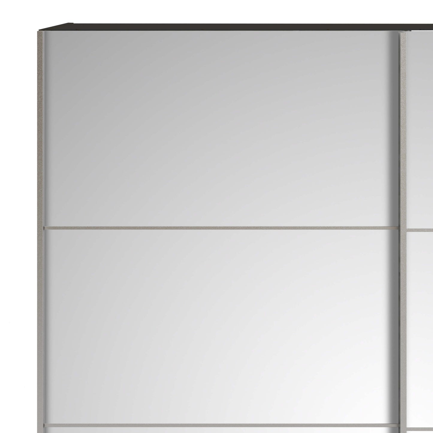 Verona Sliding Wardrobe 180cm in Black Matt with Mirror Doors with 2 Shelves ModelBedroom