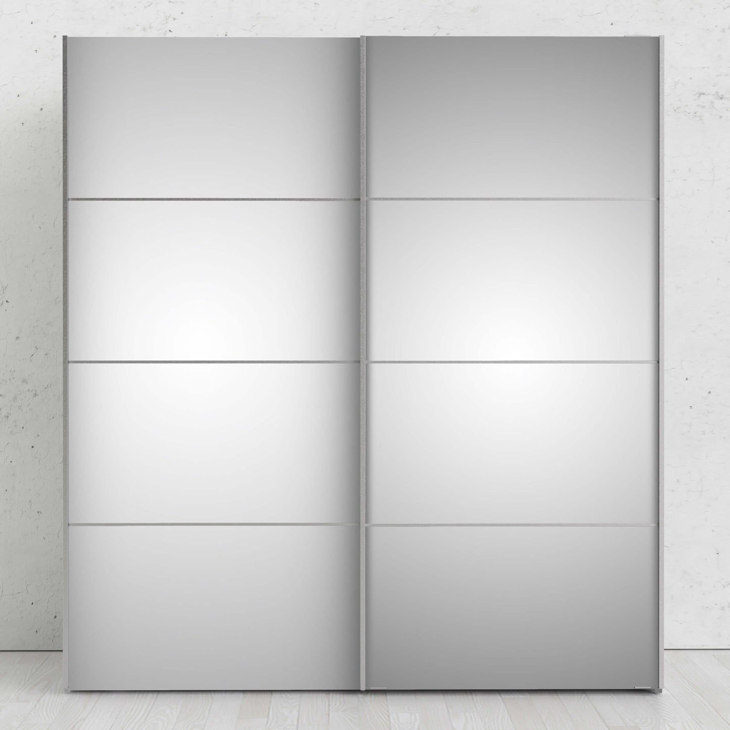 Verona Sliding Wardrobe 180cm in Black Matt with Mirror Doors with 2 Shelves ModelBedroom