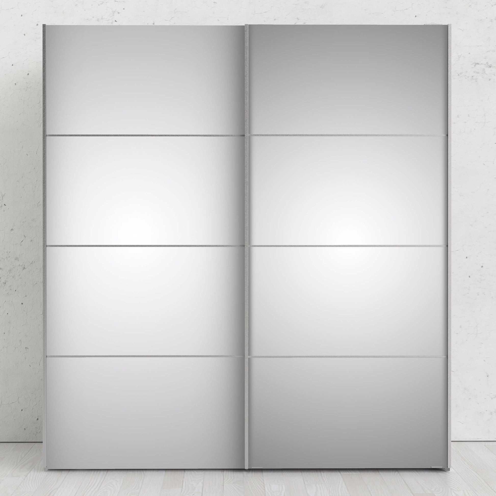 Verona Sliding Wardrobe 180cm in Black Matt with Mirror Doors with 2 Shelves ModelBedroom
