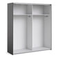 Verona Sliding Wardrobe 180cm in Black Matt with Mirror Doors with 2 Shelves ModelBedroom
