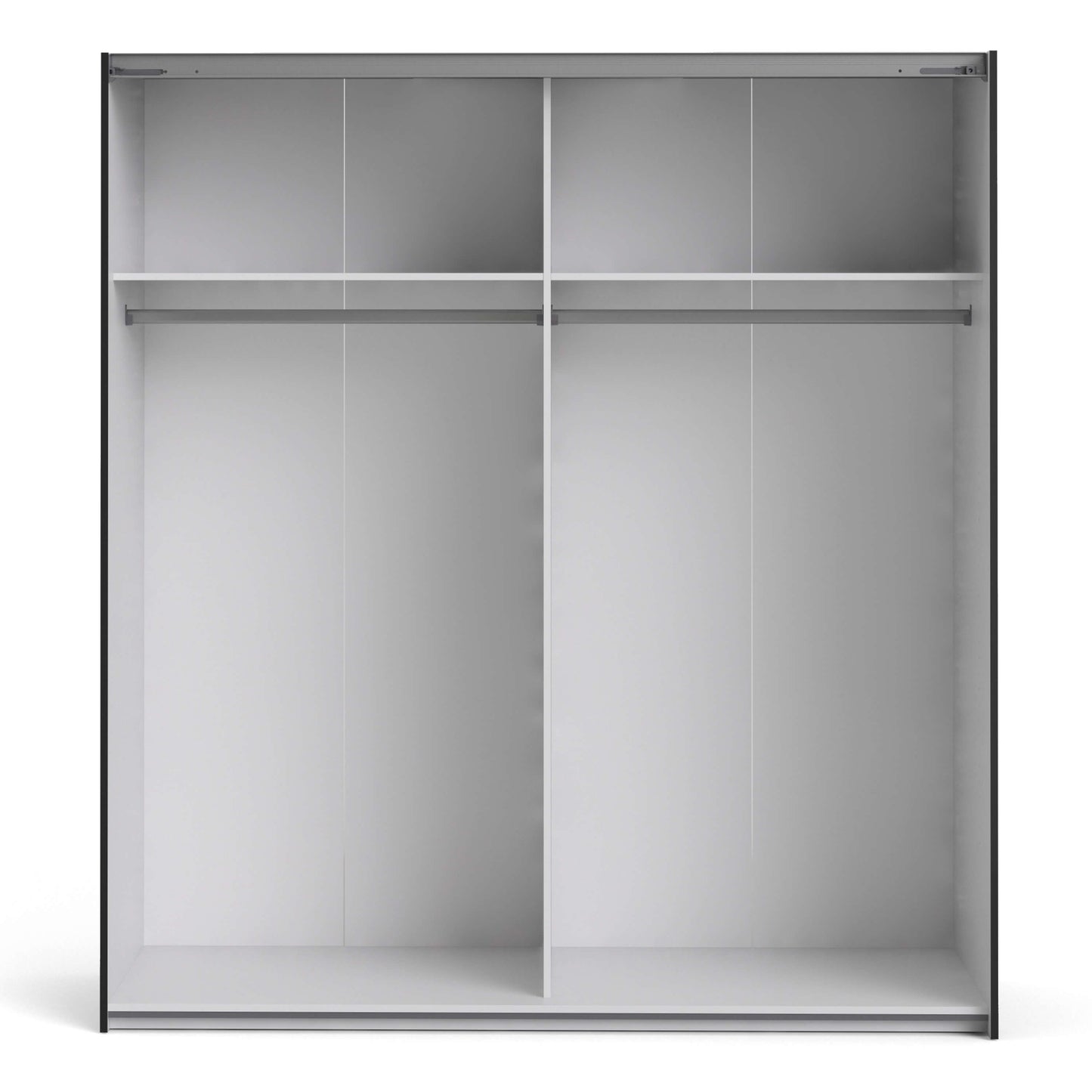 Verona Sliding Wardrobe 180cm in Black Matt with Mirror Doors with 2 Shelves ModelBedroom
