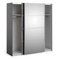 Verona Sliding Wardrobe 180cm in Black Matt with Black Matt and Mirror Doors with 2 Shelves ModelBedroom