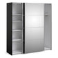 Verona Sliding Wardrobe 180cm in Black Matt with Black Matt and Mirror Doors with 5 Shelves ModelBedroom