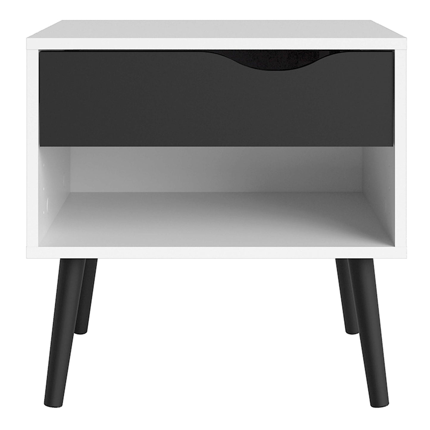 Oslo Bedside 1 Drawer in White and Black Matt ModelBedroom