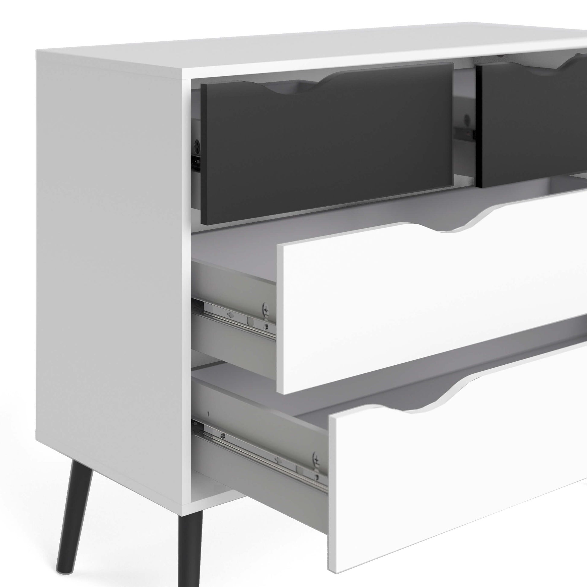 Oslo Chest of 4 Drawers (2+2) in White and Black Matt ModelBedroom