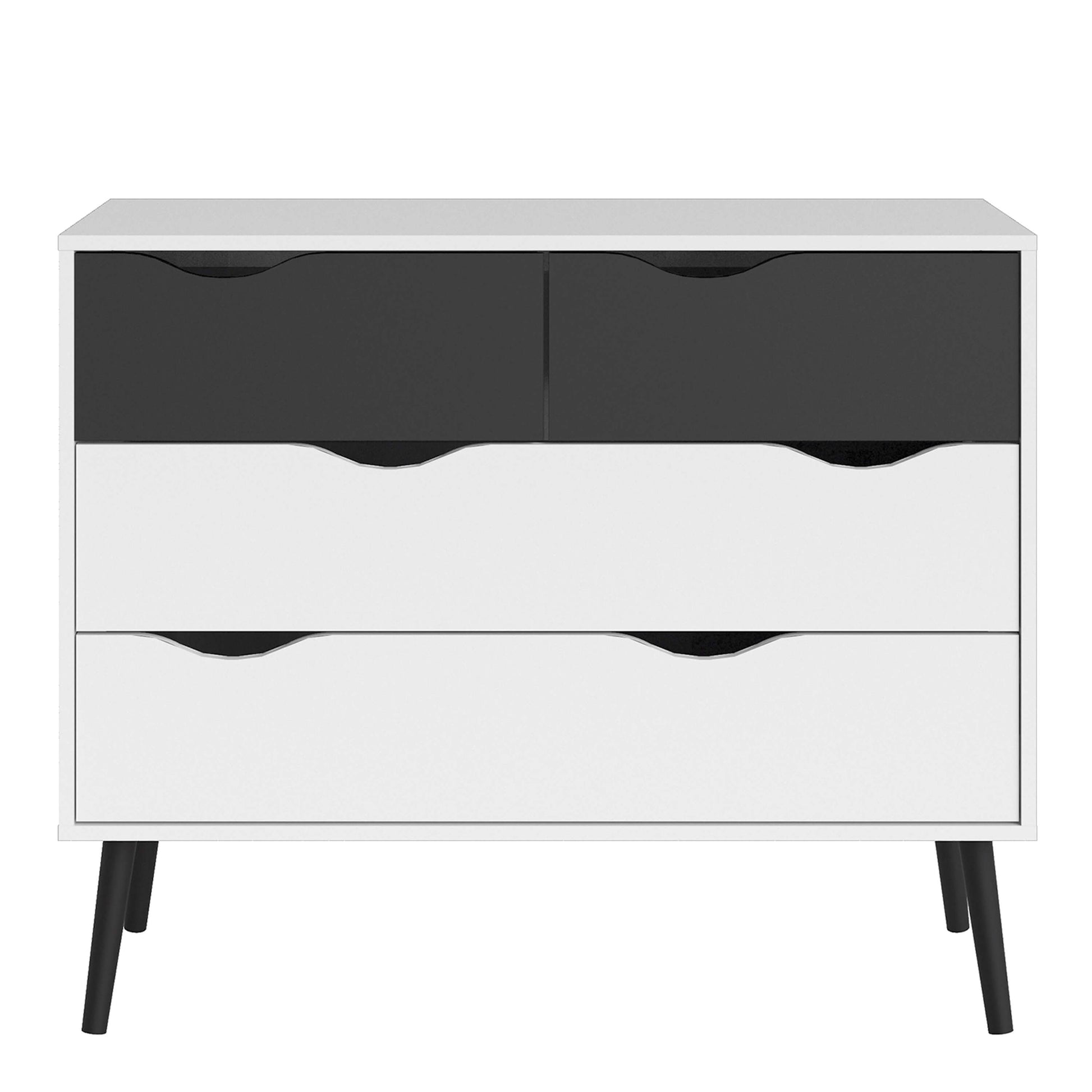 Oslo Chest of 4 Drawers (2+2) in White and Black Matt ModelBedroom