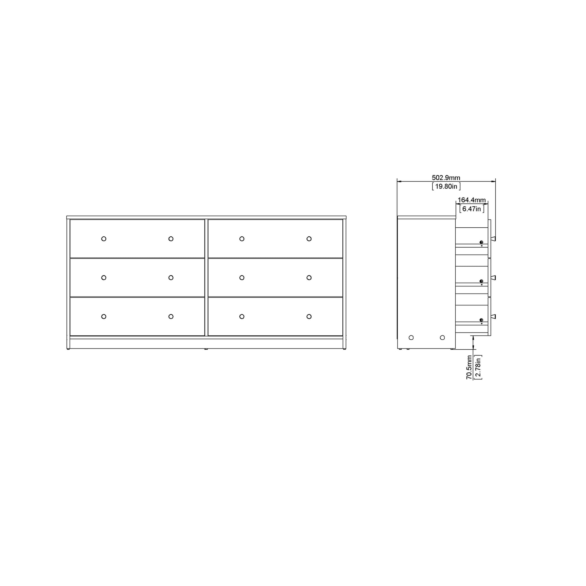 May Chest of 6 Drawers (3+3) - 6 Drawer Chest Of Drawers ModelBedroom