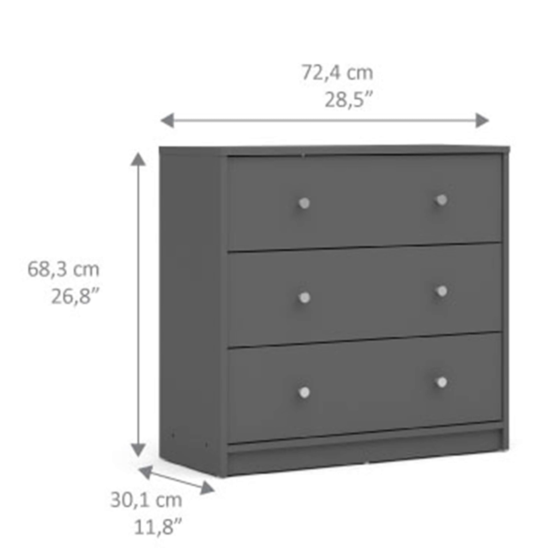 May Chest of 3 Drawers - 3 Drawer Chest Of Drawers Coffee ModelBedroom