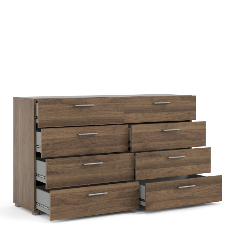 Pepe Wide Chest of 8 Drawers (4+4) in Walnut - 8 Drawer Chest Of Drawers ModelBedroom