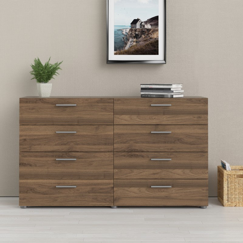 Pepe Wide Chest of 8 Drawers (4+4) in Walnut - 8 Drawer Chest Of Drawers ModelBedroom