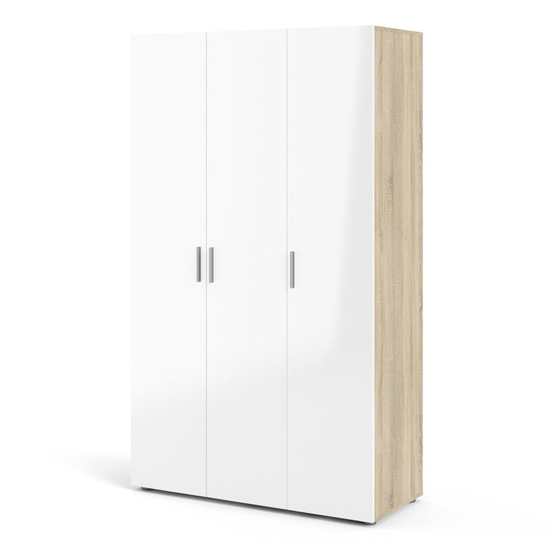 Pepe Wardrobe with 3 doors in Oak with White High Gloss ModelBedroom