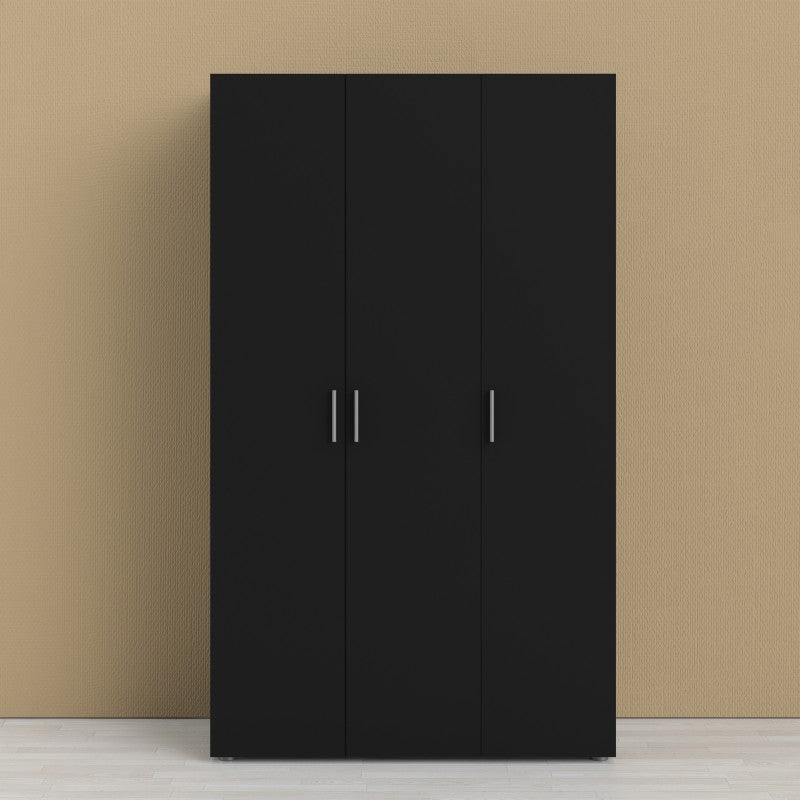 Pepe Wardrobe with 3 doors in Black - 3 Door Wardrobe ModelBedroom