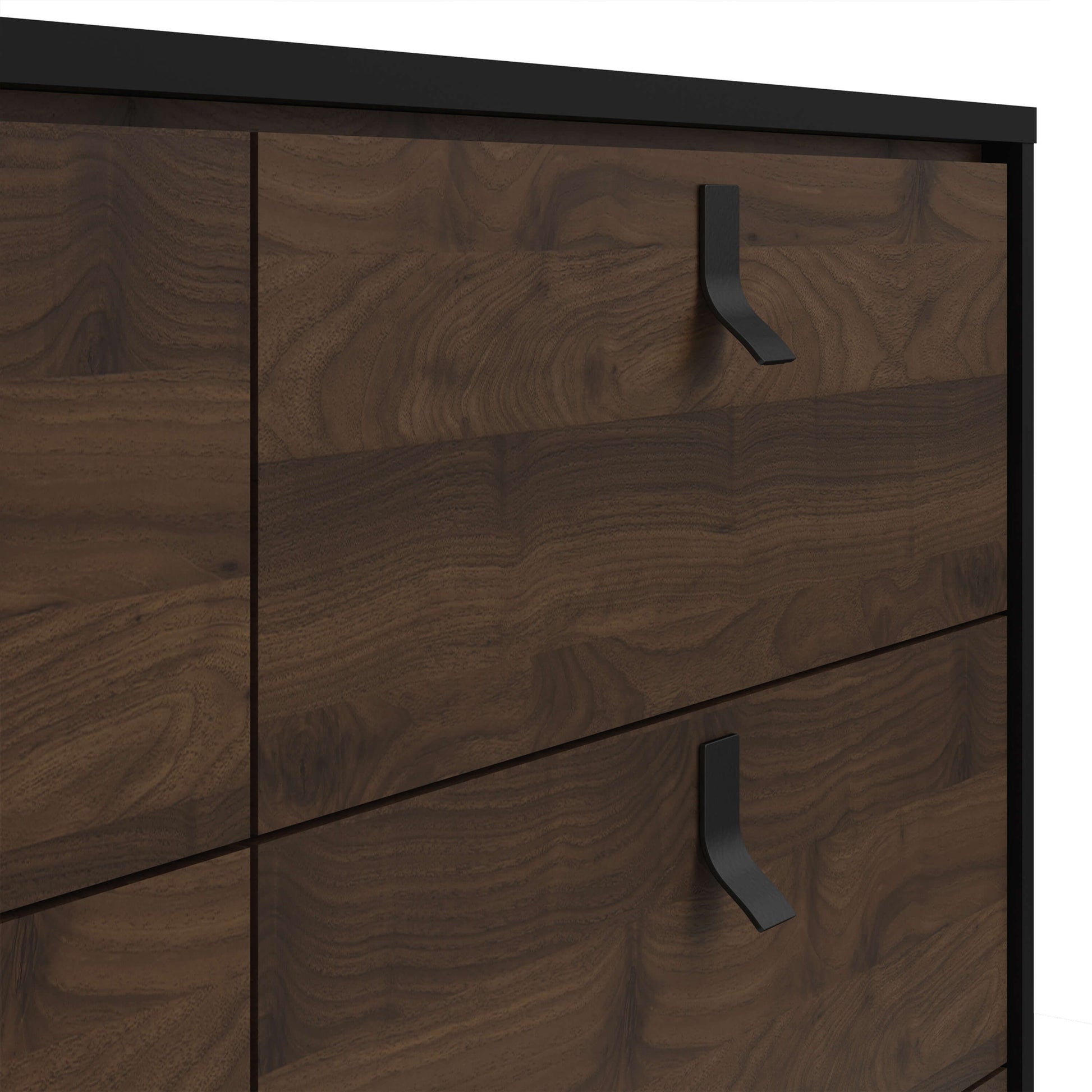 Ry Wide double chest of drawers 6 drawers in Matt Black Walnut - wide chest of drawers ModelBedroom