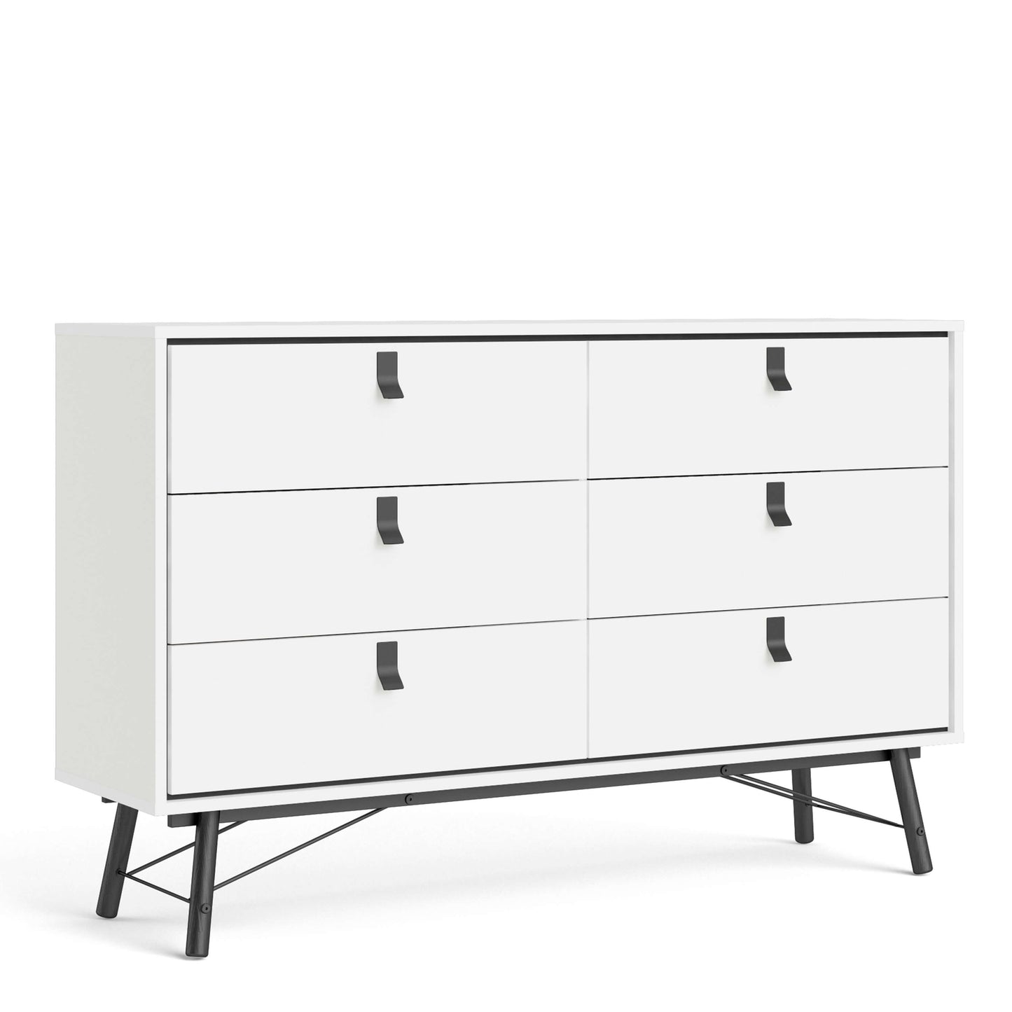 Ry Wide double chest of drawers 6 drawers in Matt White - wide 6chest of drawers ModelBedroom