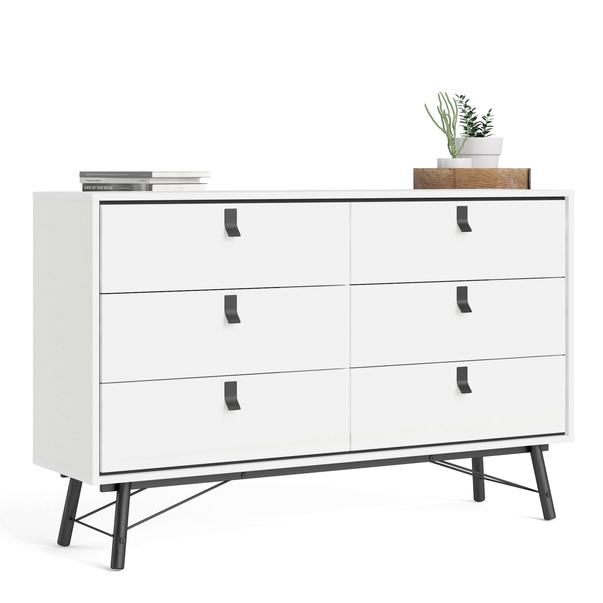 Ry Wide double chest of drawers 6 drawers in Matt White - wide 6chest of drawers ModelBedroom