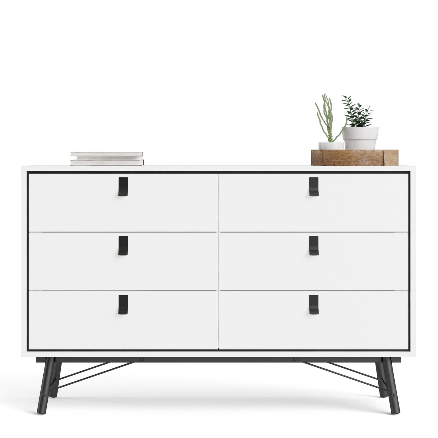 Ry Wide double chest of drawers 6 drawers in Matt White - wide 6chest of drawers ModelBedroom