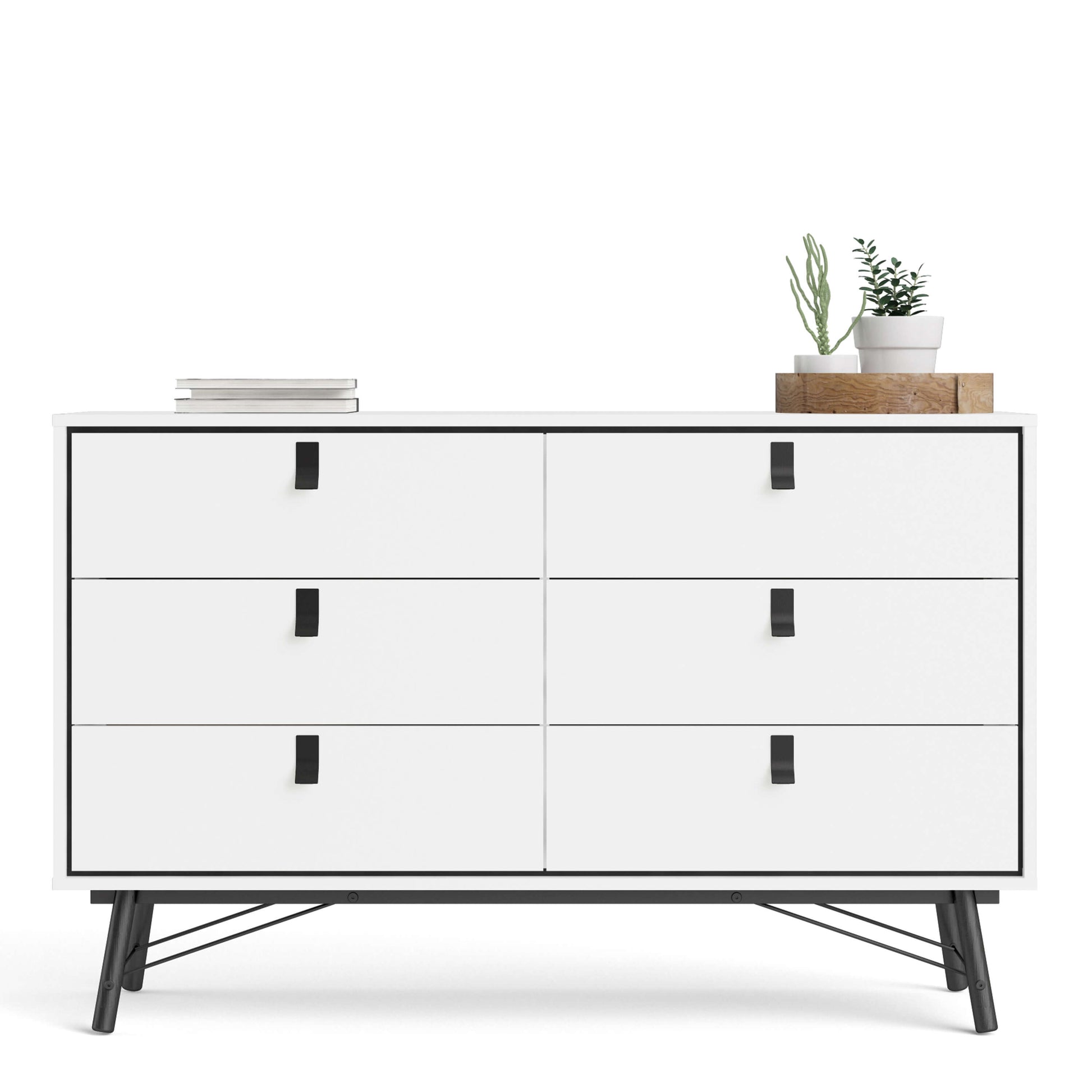 Ry Wide double chest of drawers 6 drawers in Matt White - wide 6chest of drawers ModelBedroom