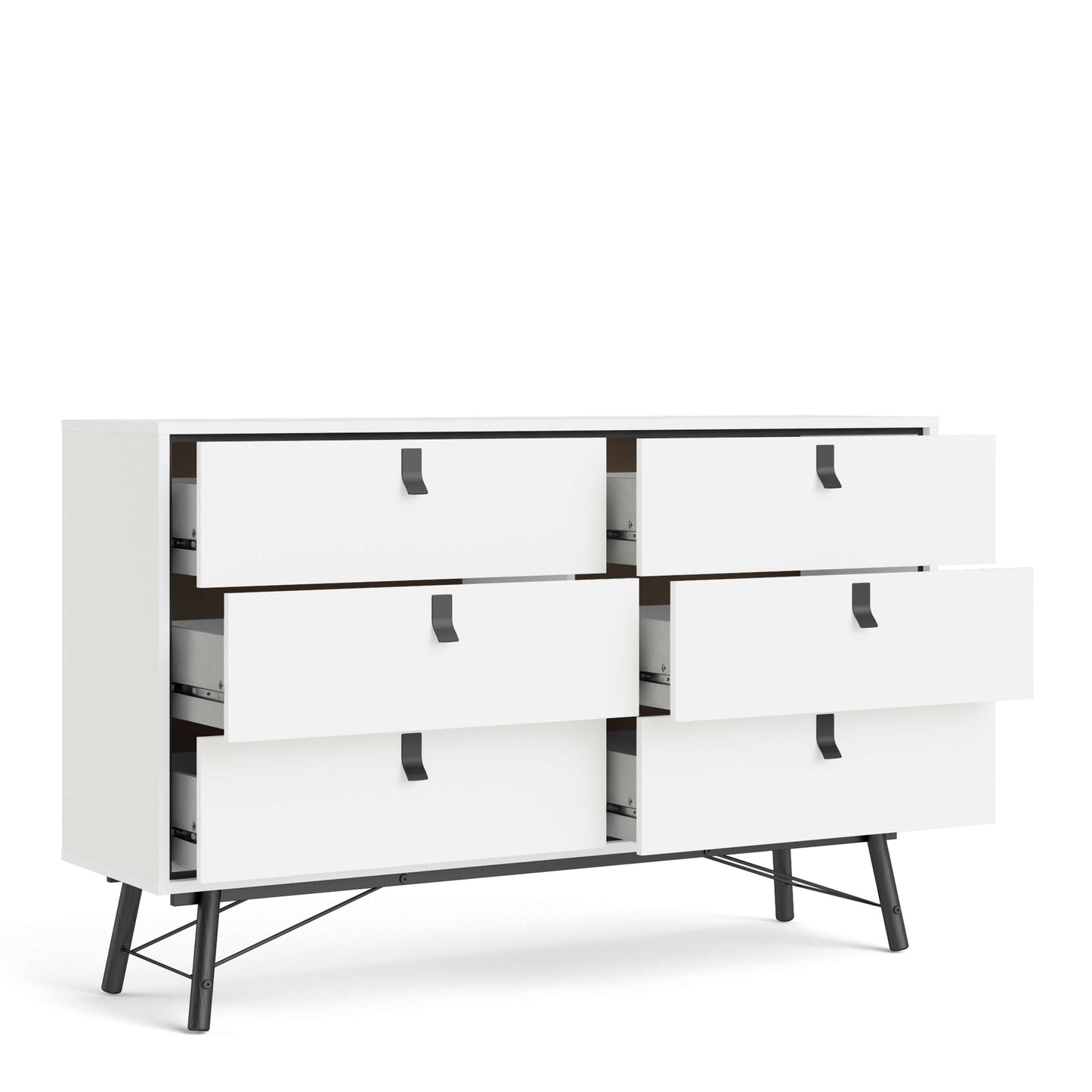 Ry Wide double chest of drawers 6 drawers in Matt White - wide 6chest of drawers ModelBedroom