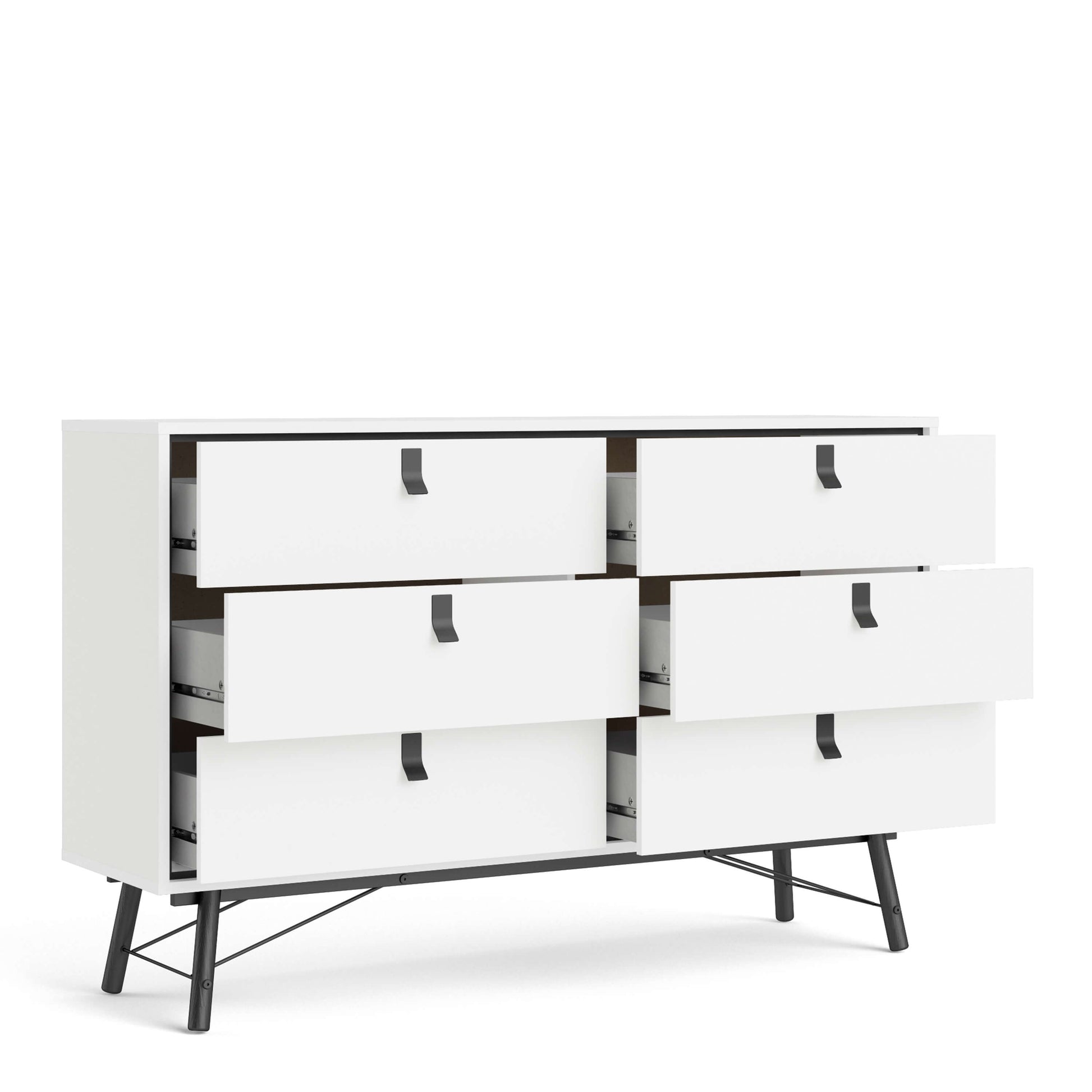 Ry Wide double chest of drawers 6 drawers in Matt White - wide 6chest of drawers ModelBedroom