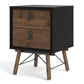 Ry Bedside cabinet 2 drawer in Matt Black Walnut ModelBedroom