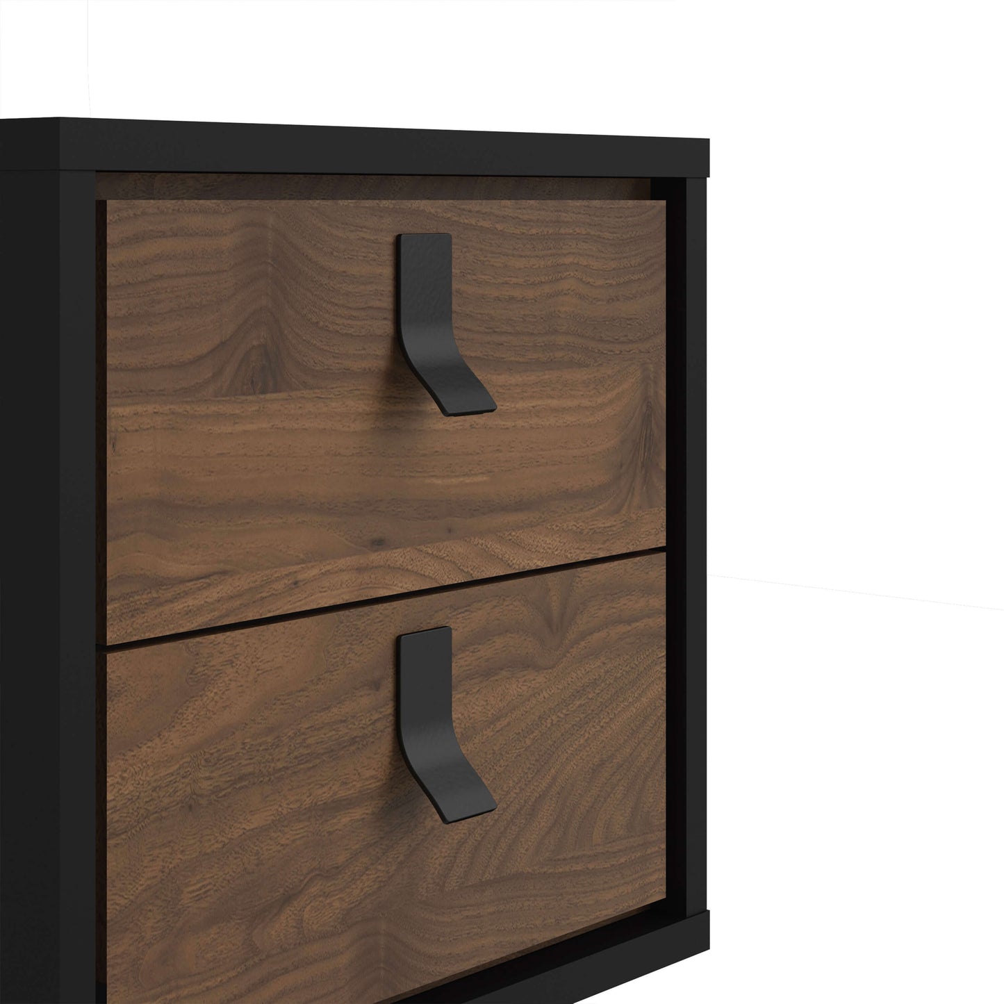 Ry Bedside cabinet 2 drawer in Matt Black Walnut ModelBedroom