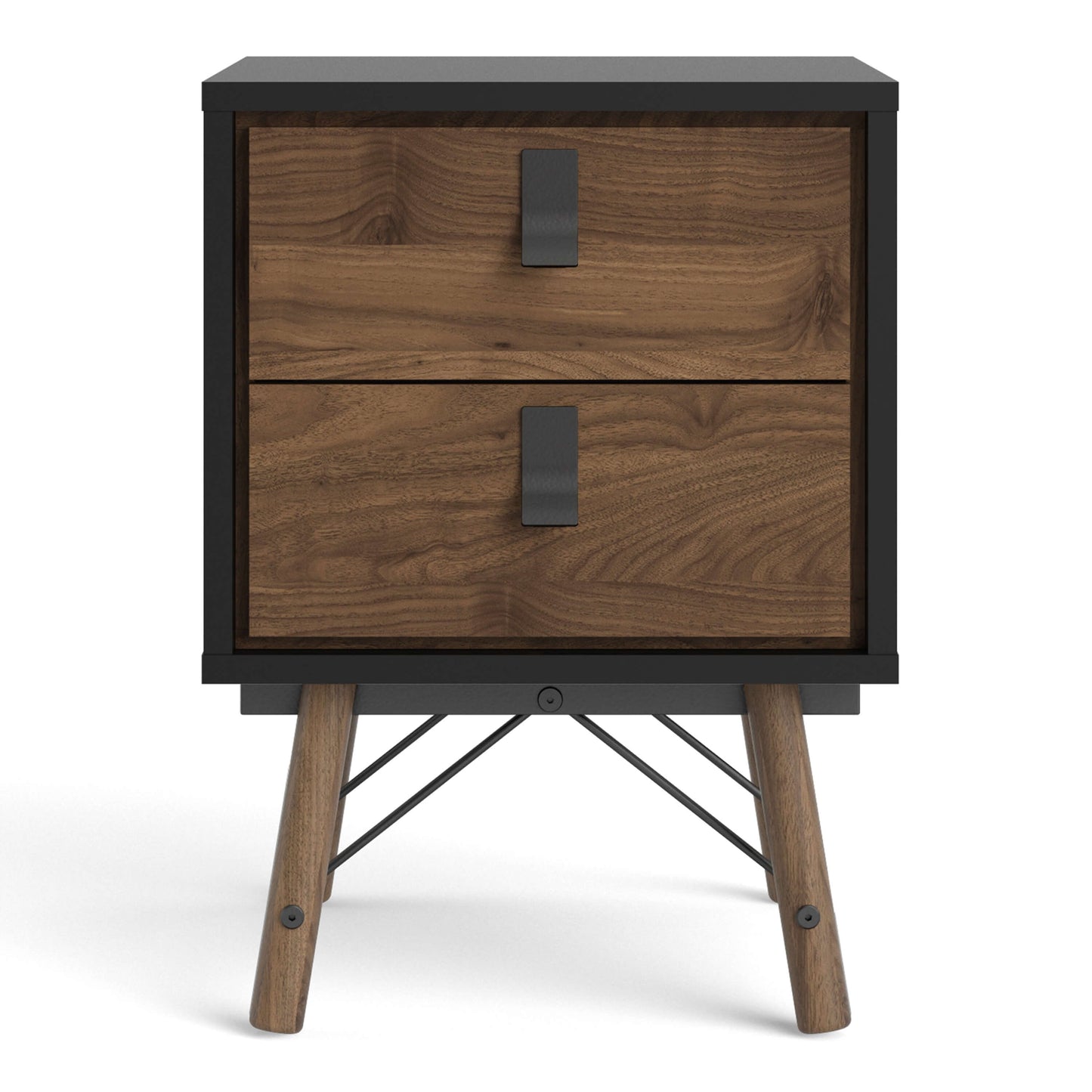 Ry Bedside cabinet 2 drawer in Matt Black Walnut ModelBedroom