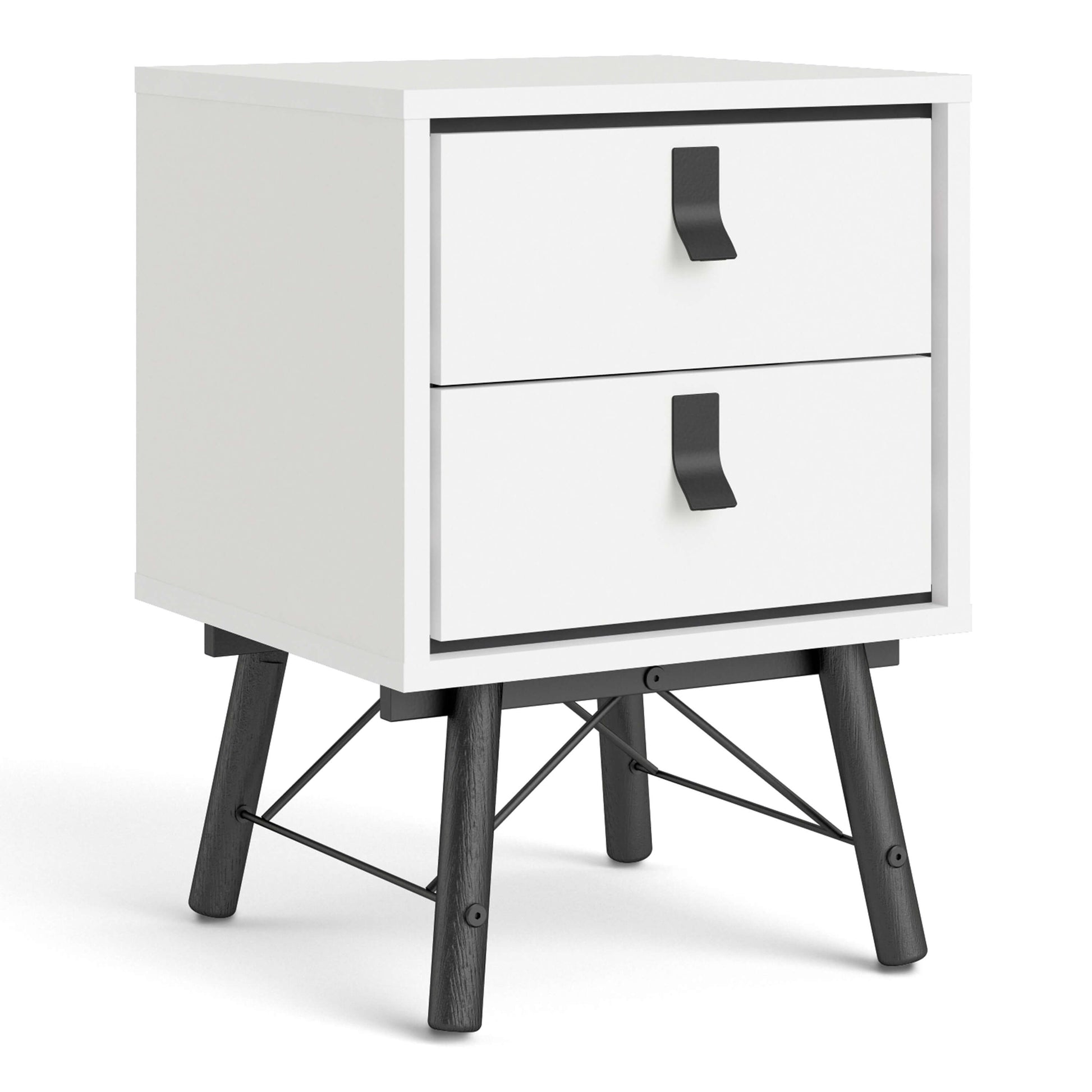 Ry Bedside cabinet 2 drawer in Matt White ModelBedroom