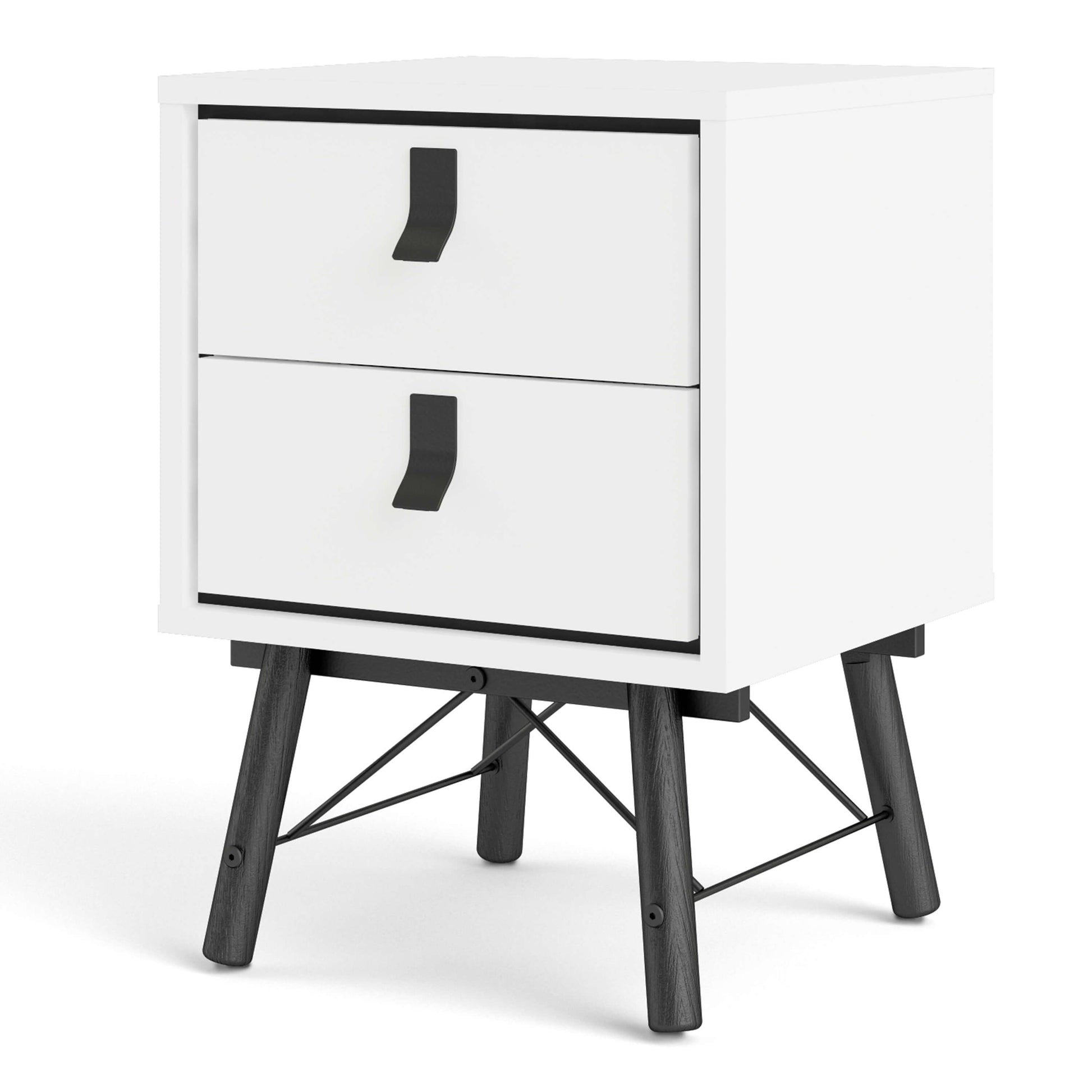 Ry Bedside cabinet 2 drawer in Matt White ModelBedroom