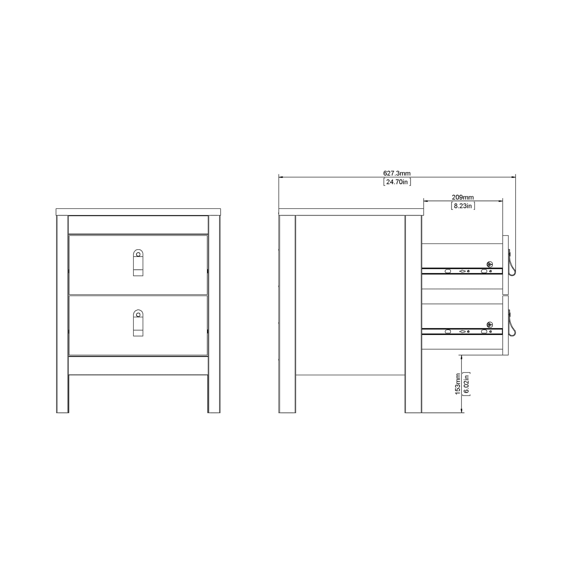 Barcelona Bedside Table 2 drawers in White ModelBedroom