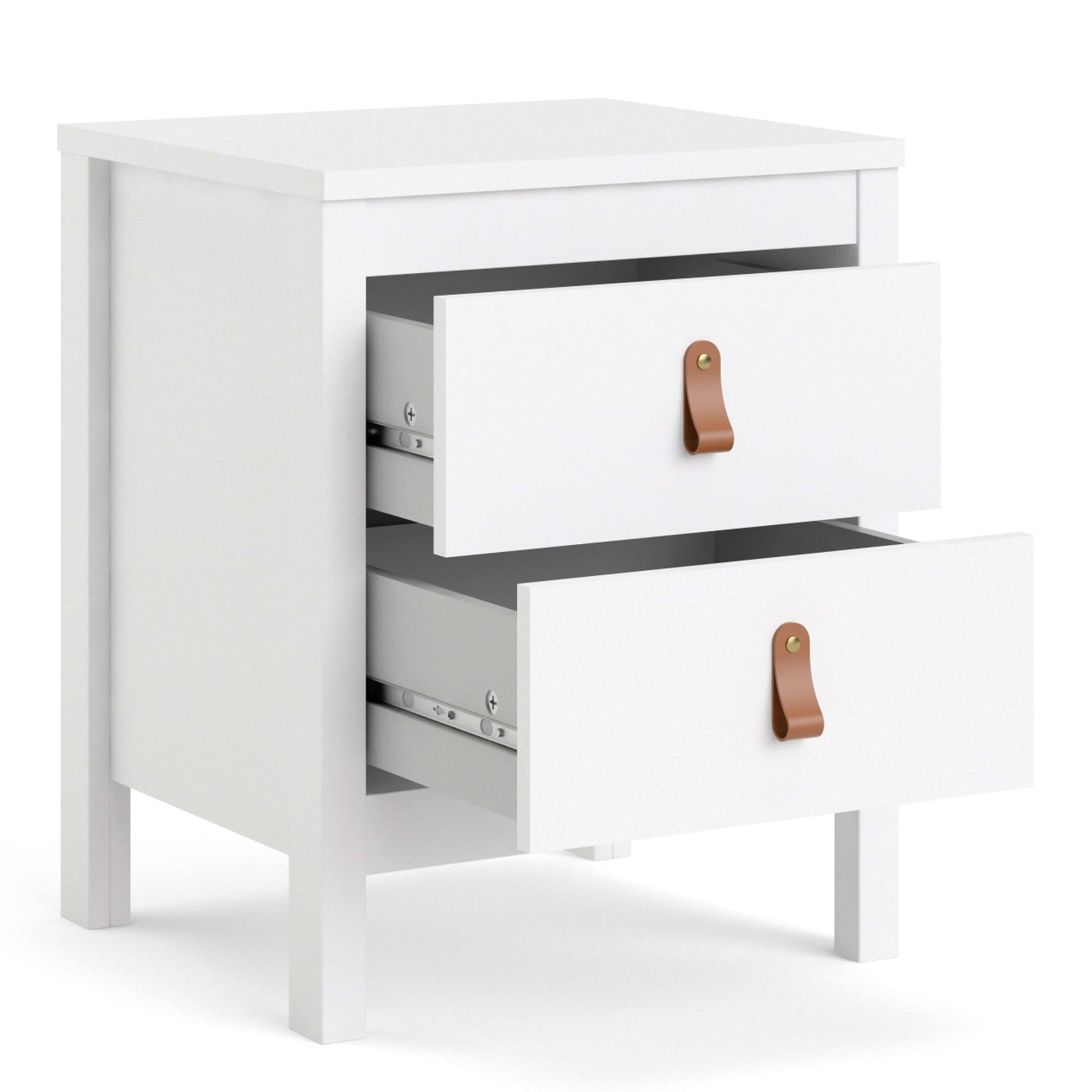 Barcelona Bedside Table 2 drawers in White ModelBedroom