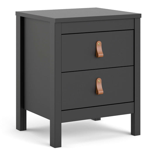 Barcelona Bedside Table 2 drawers in Matt Black ModelBedroom