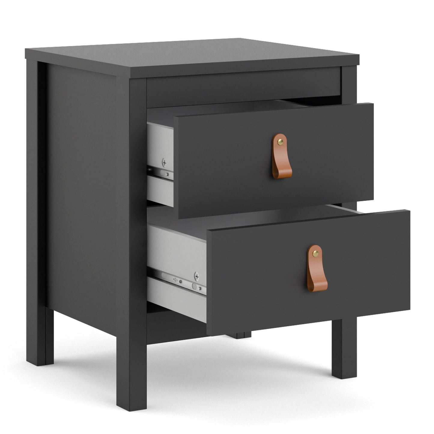 Barcelona Bedside Table 2 drawers in Matt Black ModelBedroom