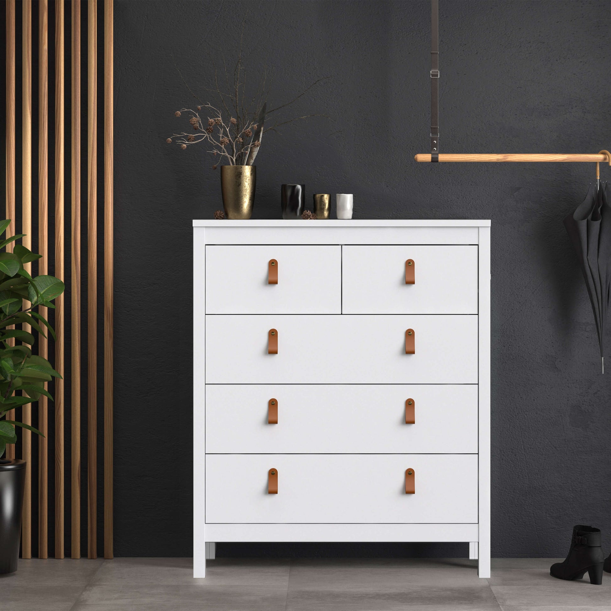 Barcelona Chest 3+2 drawers in White ModelBedroom