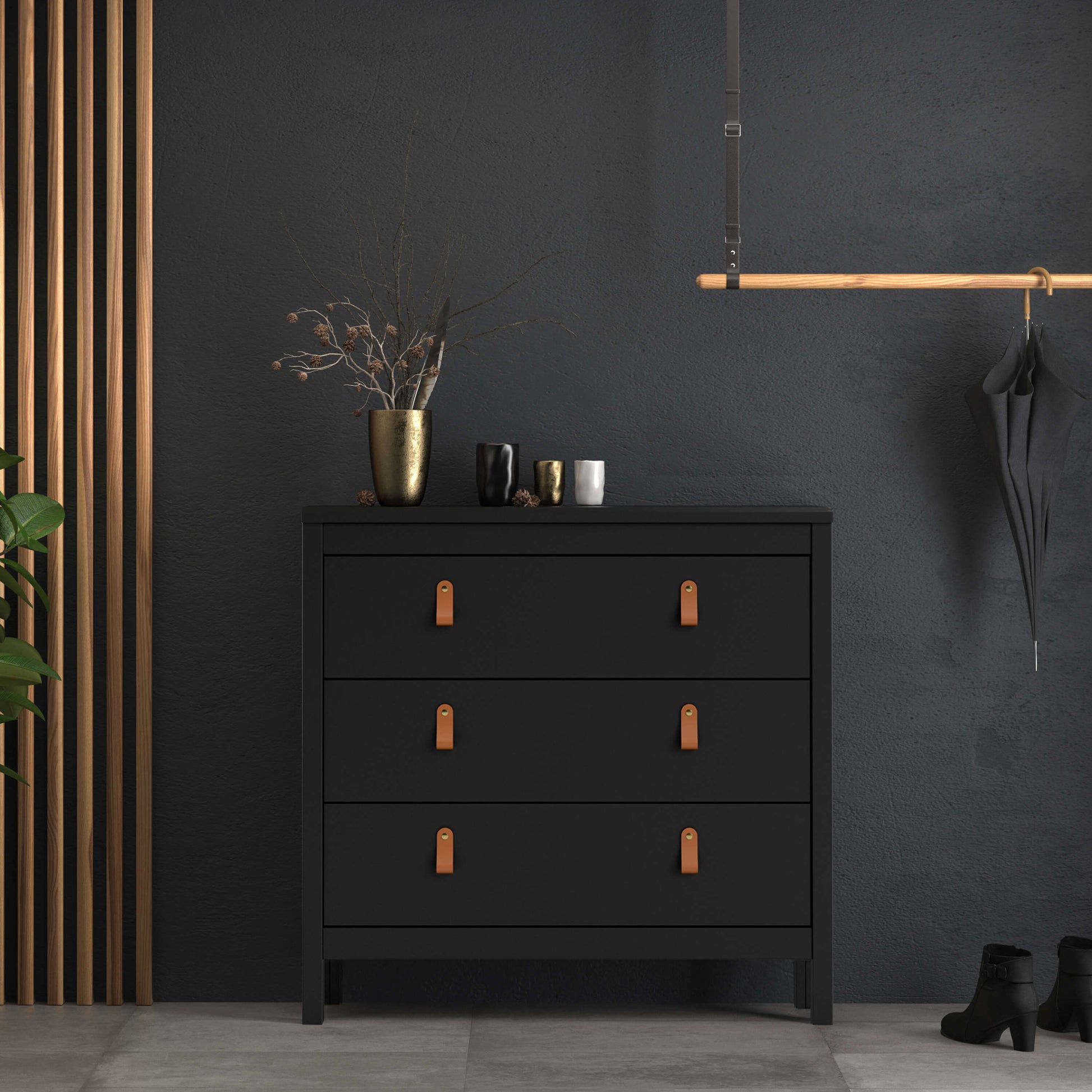 Barcelona Chest 3 drawers in Matt Black ModelBedroom