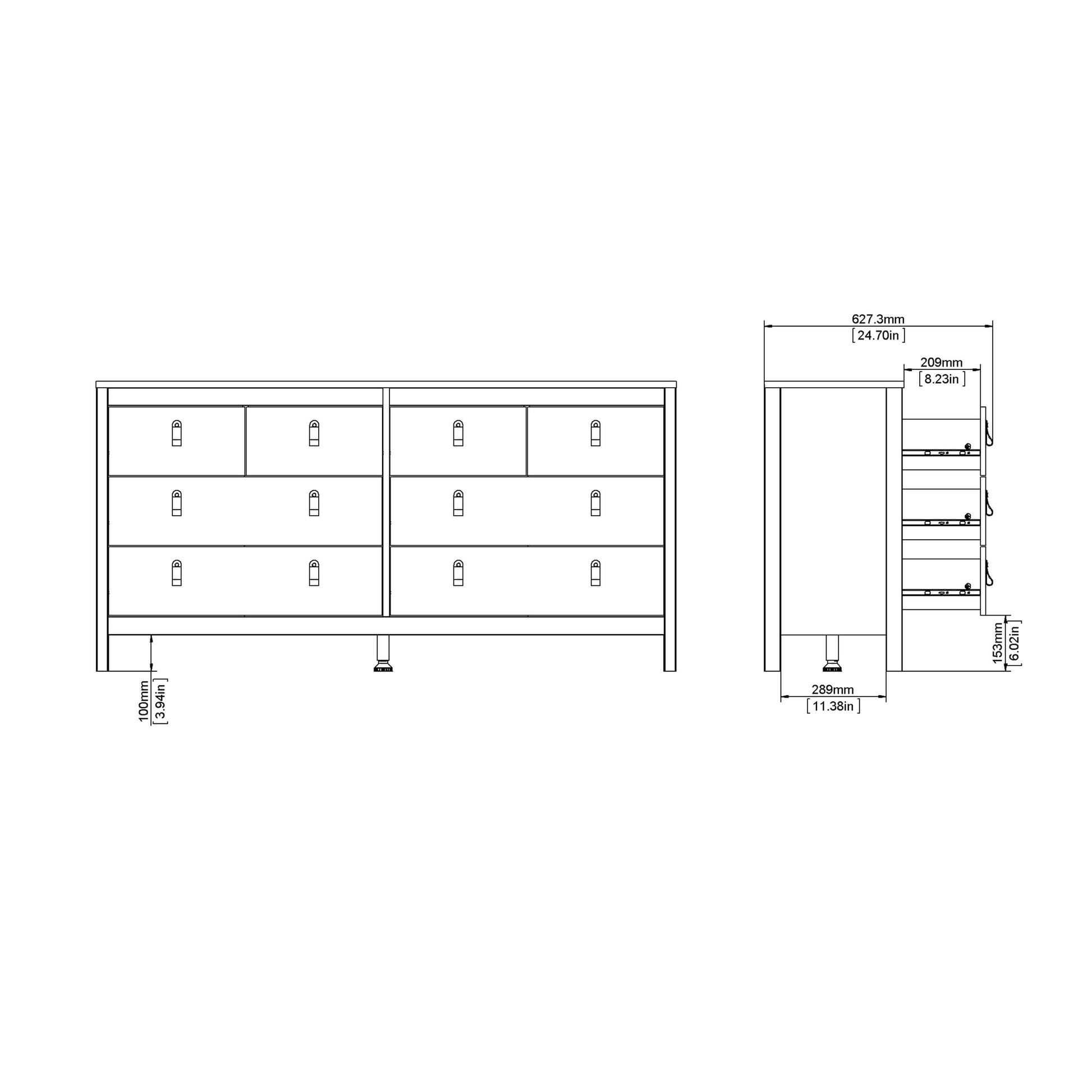 Barcelona Double dresser 4+4 drawers - White Dresser ModelBedroom