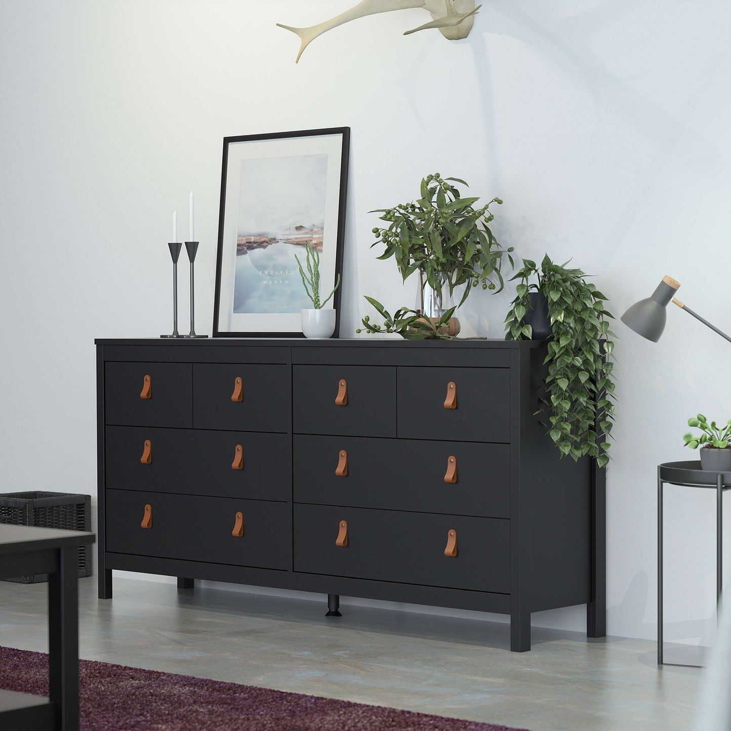 Barcelona Double dresser 4+4 drawers in Matt Black ModelBedroom