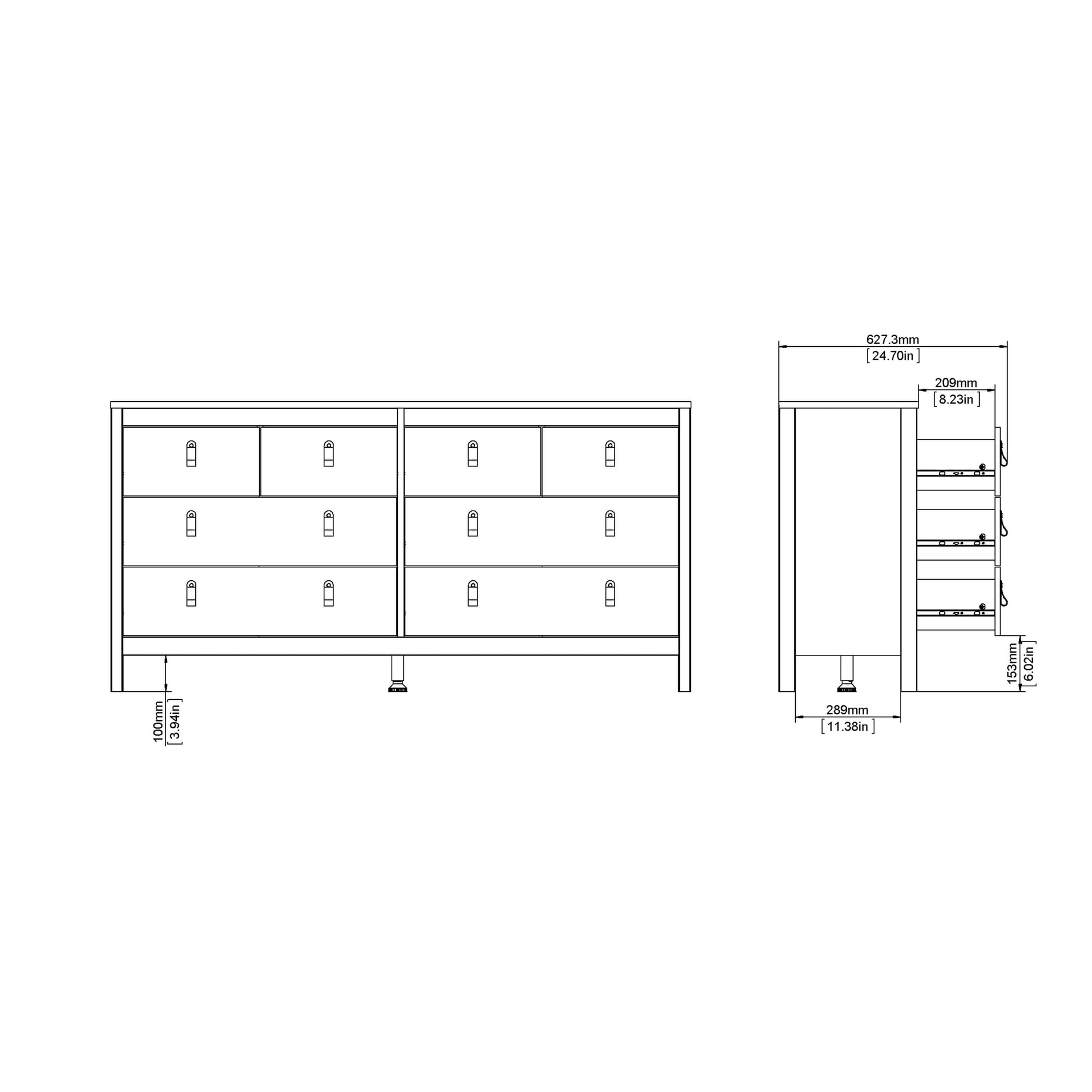 Barcelona Double dresser 4+4 drawers in Matt Black ModelBedroom