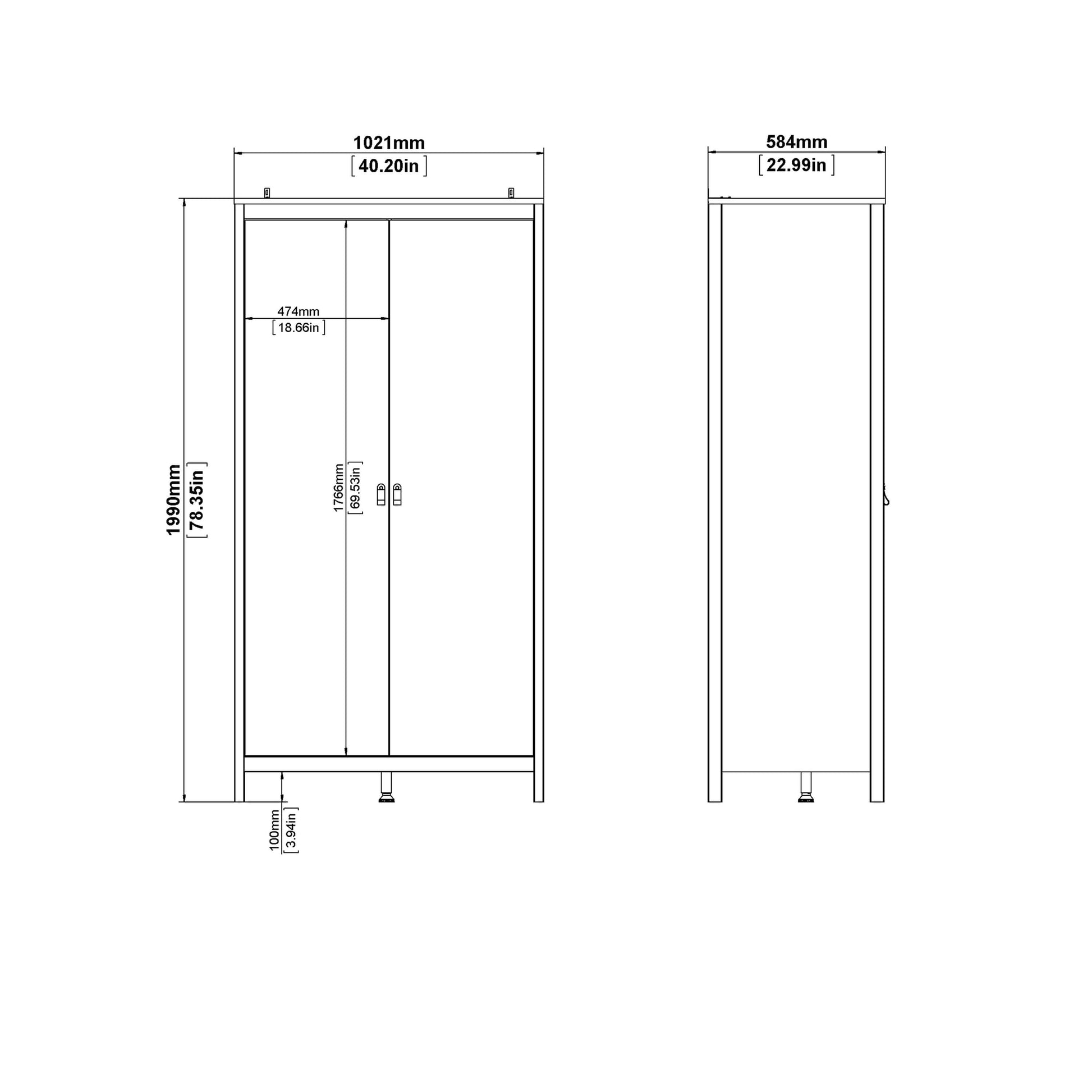 Barcelona Wardrobe with 2 doors in White ModelBedroom