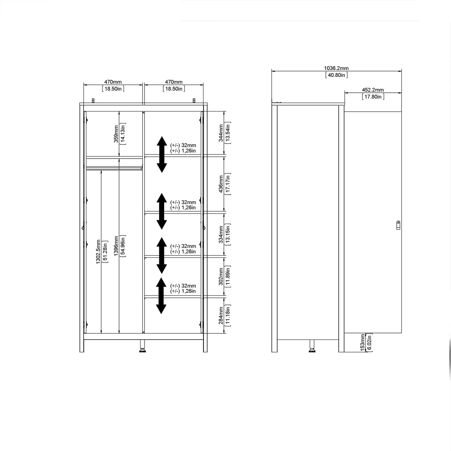 Barcelona Wardrobe with 2 doors in Matt Black ModelBedroom