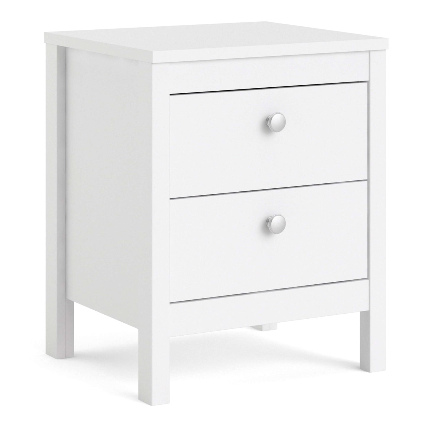 Madrid Bedside Table 2 drawers in White ModelBedroom