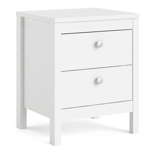 Madrid Bedside Table 2 drawers in White ModelBedroom