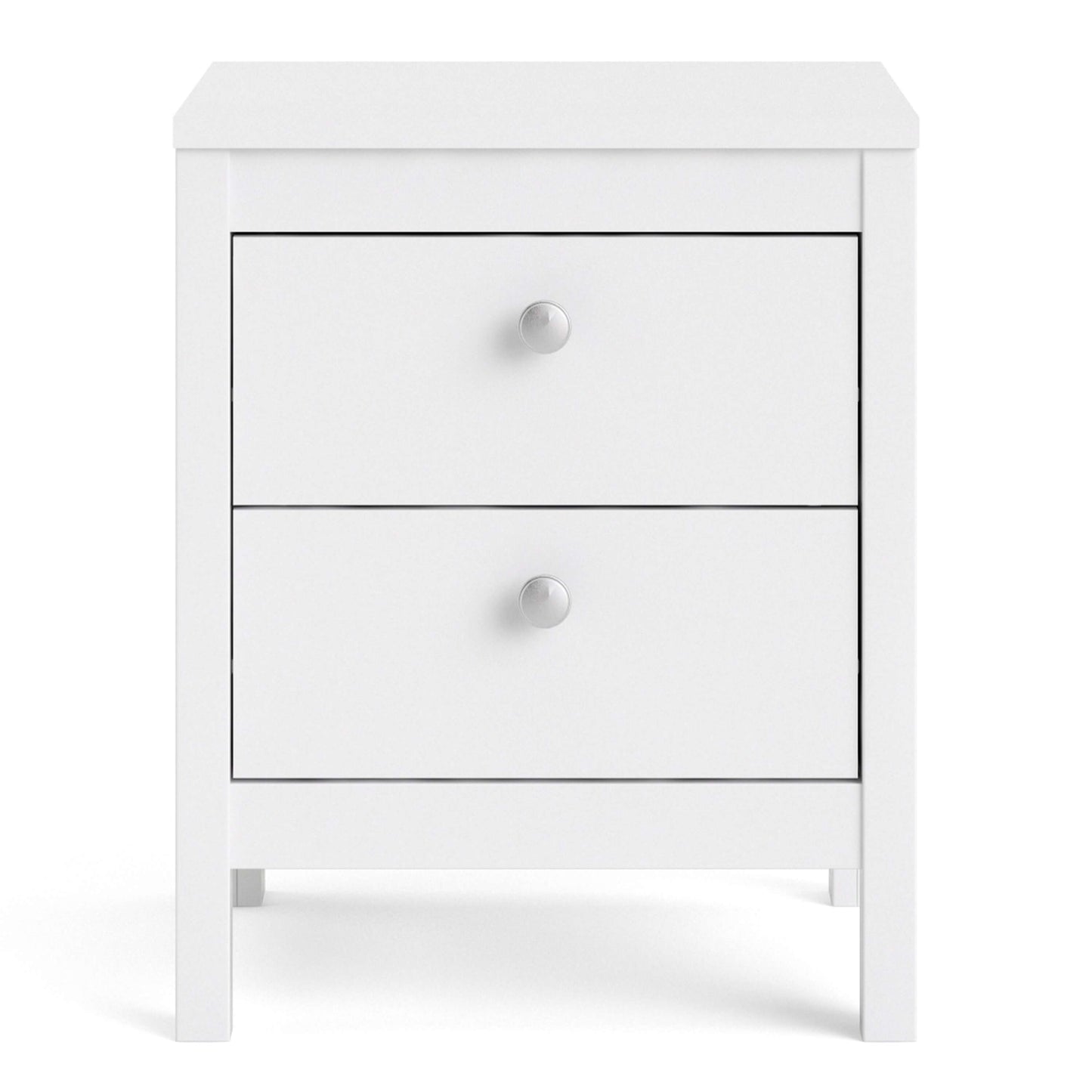 Madrid Bedside Table 2 drawers in White ModelBedroom