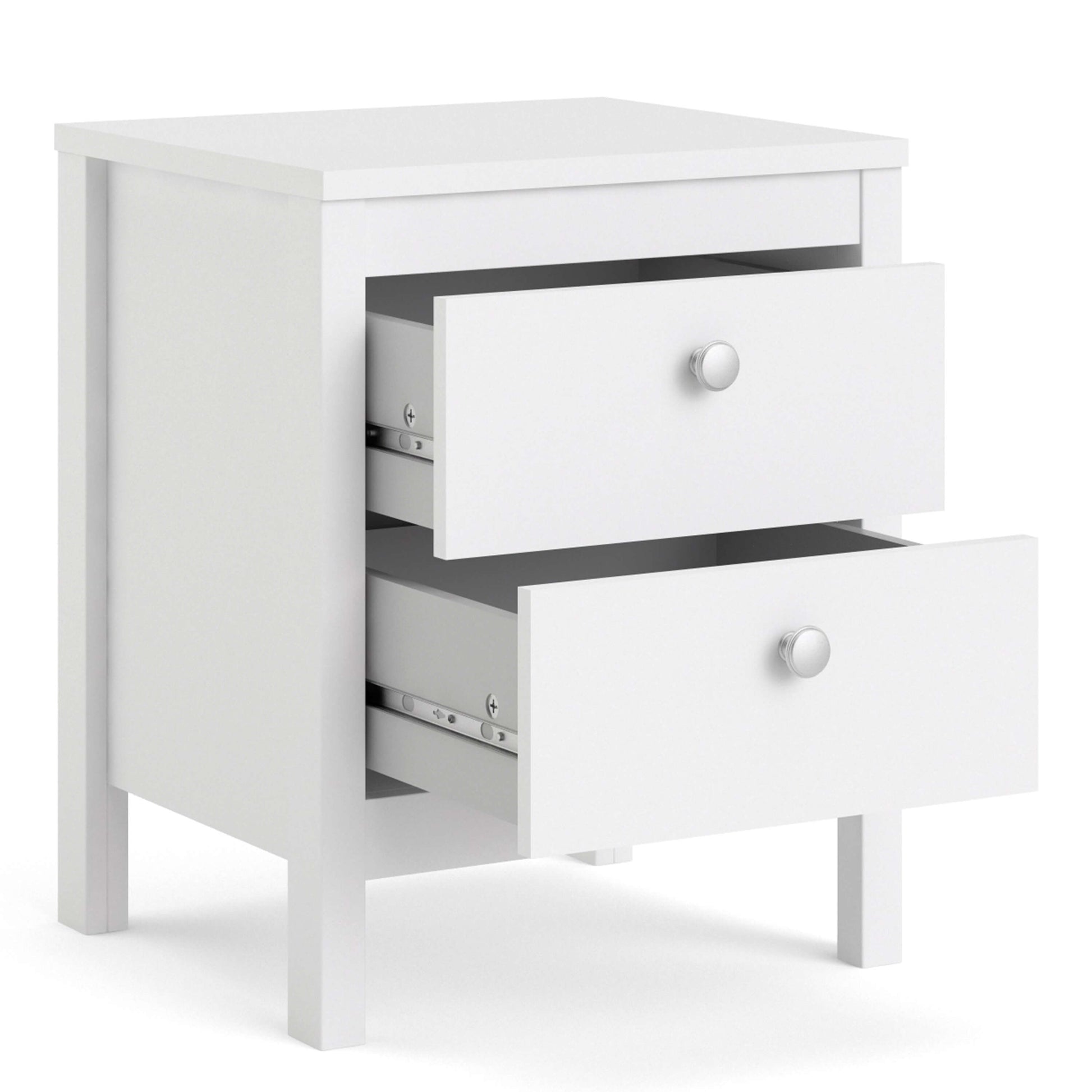 Madrid Bedside Table 2 drawers in White ModelBedroom