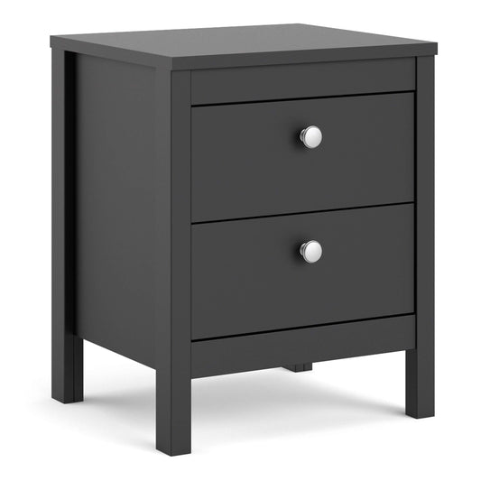 Madrid Bedside Table 2 drawers in Matt Black ModelBedroom