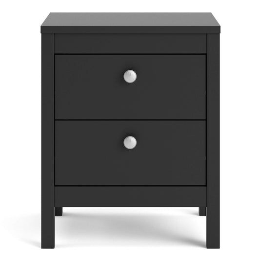 Madrid Bedside Table 2 drawers in Matt Black ModelBedroom