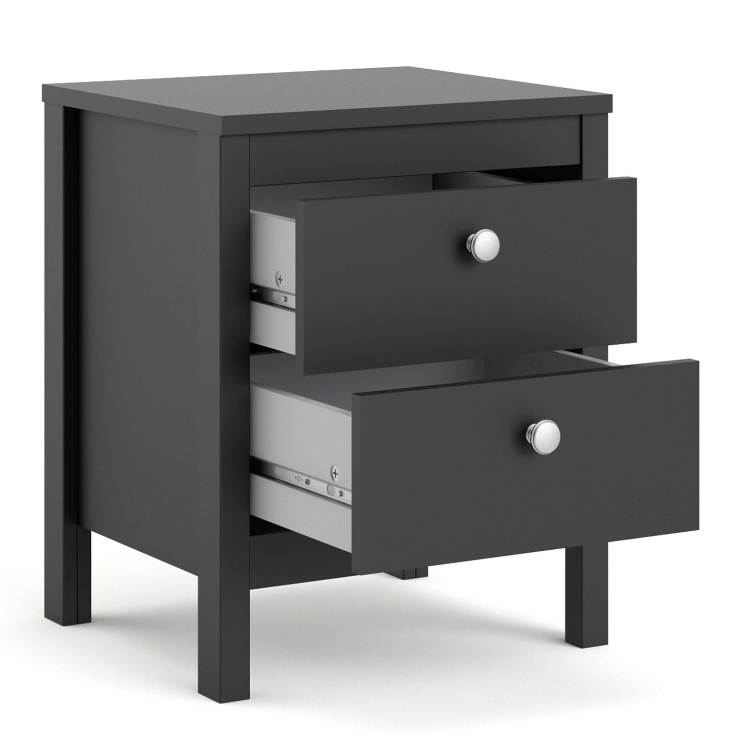 Madrid Bedside Table 2 drawers in Matt Black ModelBedroom