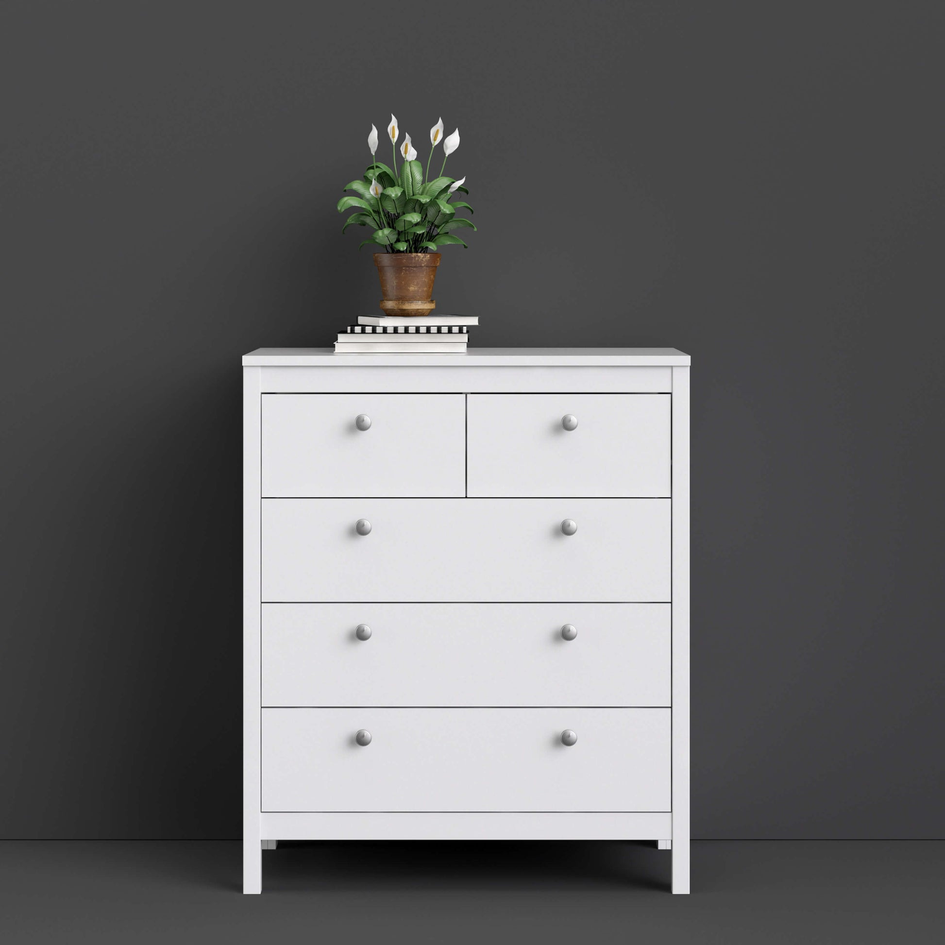 Madrid Chest 3+2 Drawers in White - 3+2 White Chest of Drawers ModelBedroom