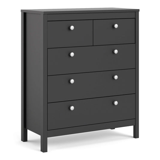 Madrid Chest 3+2 Drawers in Matt Black - 3+2 Drawer Chest of Drawers ModelBedroom